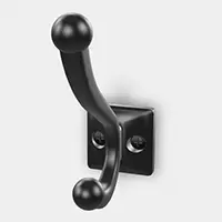 PXB-BN05-211-BL（マットブラック） 真鍮玉付ダブルフック PXB-BN05型 - BRASS DOUBLE HOOK PXB-BN05