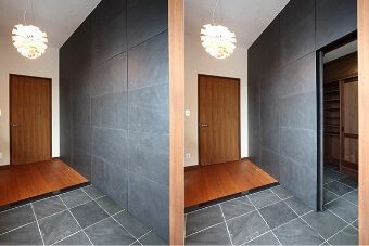 玄関まわりをスッキリみせる、理想の隠し扉金物